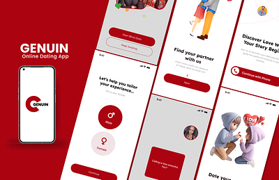 GENUIN Online Dating App - For Single Career Professionals mobile app mvp online dating prototype ui ux