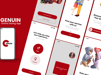 GENUIN Online Dating App - For Single Career Professionals mobile app mvp online dating prototype ui ux