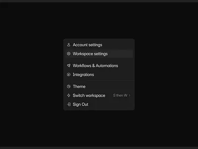 Profile Dropdown / Dark theme dark theme dropdown product design saas design ui ux design