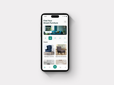 Ecommerce Furniture App-Home Page Ui furniture app ui furniture home ui furniture mobile app ui screen furniture product page ui