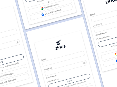 Zirius plus -Signin application mobile app product design sign in ui user interface ux