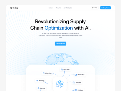 Modern, AI-Powered Supply Chain Optimization Website Design ai optimization landing page supply chain ui website design