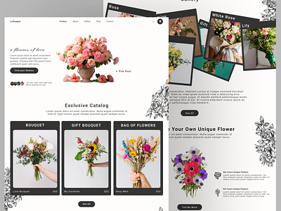 La Bouquet Landing page bouquet branding ecommerce floral flowers gift green homepage illustration landing page love nature pink plants ui web web design website wedding woman