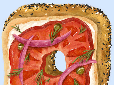 Weird bagel abstract bagel food illustration lunch procreate restaurant sandwich surreal vegetables