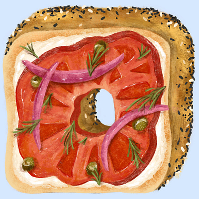 Weird bagel abstract bagel food illustration lunch procreate restaurant sandwich surreal vegetables