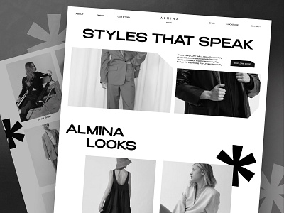 Almina - Bold Fashion Ecommerce Minimalist Website - Look Book case study clean clothing company profile ecommerce fashion landing page look book look book page luxury minimalist modern online shop shopify ui ux web design website website designer website layout