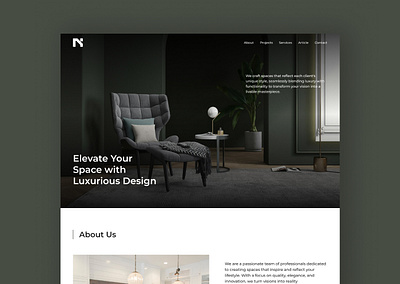 Luxury Interior Website homepage interior landing page luxury web design