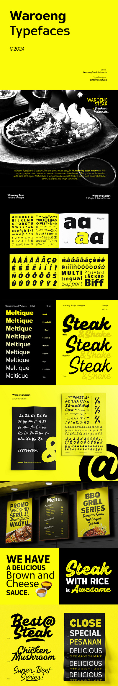 Exclusive Corporate Font for Waroeng Steak and Shake branding custom typeface freebies graphic design