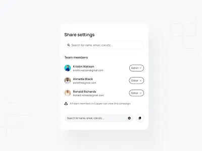 Access & Sharing Module Design UI component access account campaign clean design interaction link minimal module public settings share team ui ux white