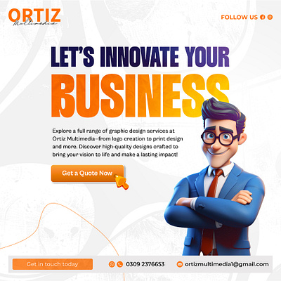 Let's Innovate Your Business branding designing digitalmarketing flyer graphic design logo marketing ortizmultimedia photoshop post services smm ui websitedesign