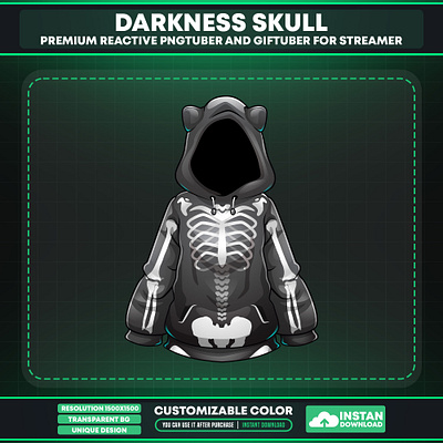 Vtuber Accessories Dark Skull for VTuber Avatar dark skull avatar