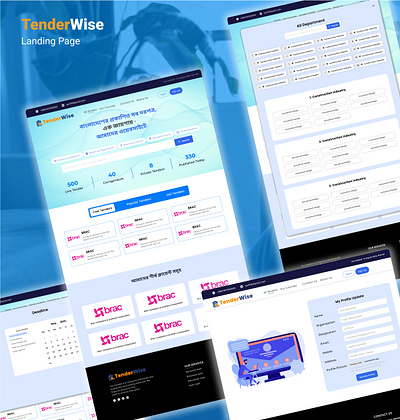 TenderWise: A Clear and Organized Platform for Tender Listings animation graphic design landing page ui