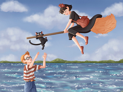 Kiki's Delivery Service Fanart: Soaring Friendship art cartoon design draw fanart graphic design hand draw illustration