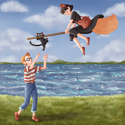 Kiki's Delivery Service Fanart: Soaring Friendship art cartoon design draw fanart graphic design hand draw illustration