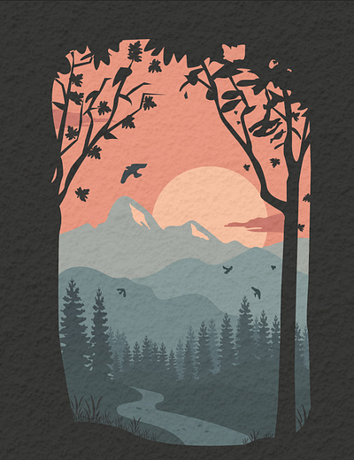 Sun Set Vector Portrait graphic design illustration vector