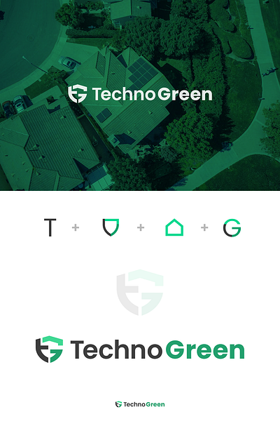 TechnoGreen Logo branding green technology identity logo logotype monitoring photovoltaics security smarthome technology