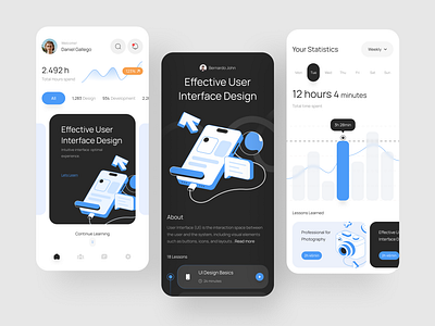 E-Learning App app apps branding clean course design e learning education futuristic graphic design illustration learning minimalism modern simple sleek ui ui learning ux website