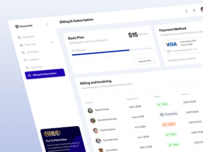 Subscription Payment Screen ai design payment payment design saas saas design saas uiux saas web app saas website subscription subscription design table ui ui design ui ux design uiux design ux ux design web app website