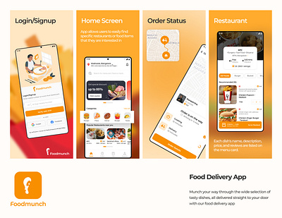 Foodmunch - Food Delivery App UI app design figma fooddelivery graphic design poster ui ux