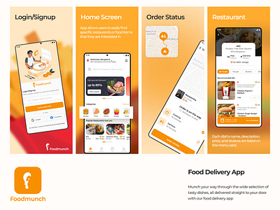 Foodmunch - Food Delivery App UI app design figma fooddelivery graphic design poster ui ux