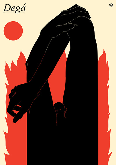 Dega abstract burn burning composition conceptual illustration dual meaning editorial editorial illustration fire fire illustration illustration laconic layout lines minimal poster print print design stress