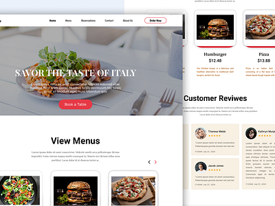 Elegant Restaurant Landing Page Design for Food Zone 🍝🍕 call to action clean ui contact section customer reviews figma design food landing page food photography food ui interactive map italian cuisine menu showcase minimal design modern landing page online reservation responsive design restaurant design restaurant website uiux design user experience web design