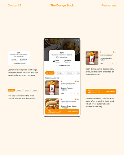 The Design Book #8 – Restaurant Menu UI appdesign behance casestudy design figma fooddelivery fooddeliveryapp mobileapp thedesignbook ui uidesign uiux ux visualdesign