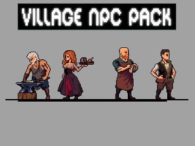 Village NPC Pixel Art Character Sprite Pack 2d art asset assets character characters fantasy game assets gamedev illustration indie indie game medieval npc pixel pixelart pixelated set sprite sprites