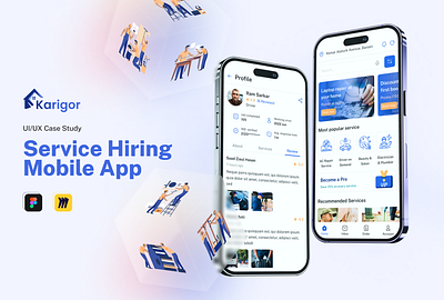 Karigor - UI/UX Case Study (Service Hiring Mobile App) case study figma app design figma design figma uiux hire karigor karigor app karigor app design karigor app uiux karigor case study karigor mobile app karigor uiux prototype ui design uiux ux design ux research uxui wireframe