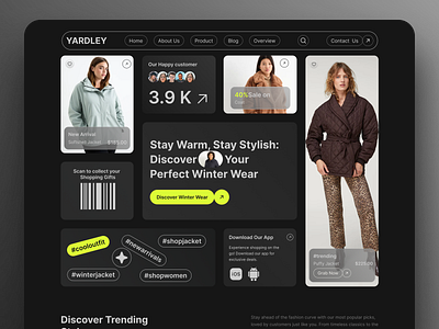 YARDLEY - Winter Collection E-commerce Website Design bento grid dark theme dark web e commerce landing page uxui web design