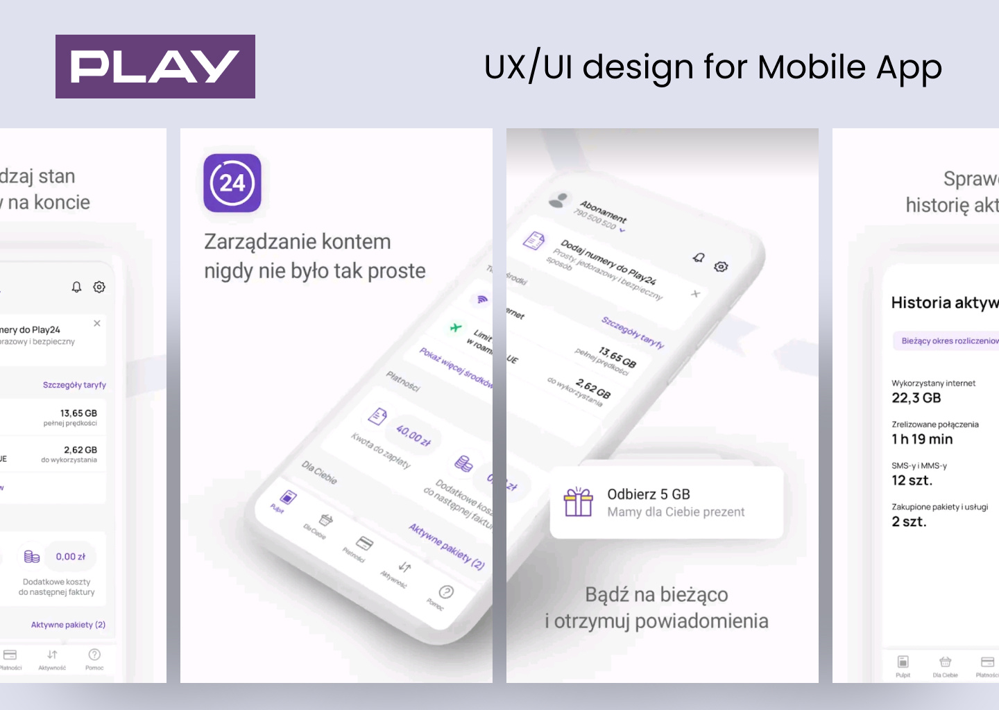 UX/UI design for PLAY Mobile App mobile app play research telco telecom operators ui design