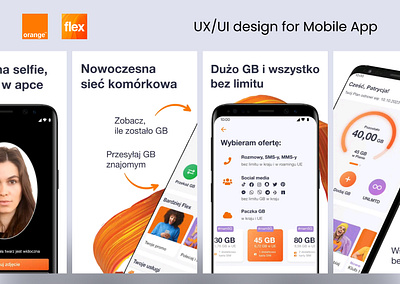 UX/UI design for FLEX Mobile App agile flex mobile app orange scrum ui design ux design virtual operator