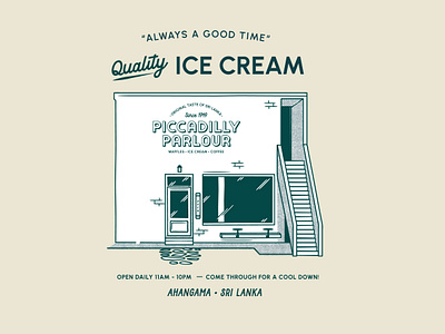 Piccadilly Parlour - Retro Ice Cream Shop Illustration branding graphic design ice cream ice cream parlour illustration lock up retro store front vintage