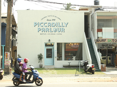 Piccadilly Parlour - Store Front in Sri Lanka ahangama branding graphic design ice cream parlour logo design retro shop sri lanka store front vintage