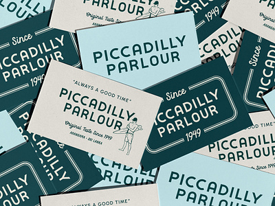 Piccadilly Parlour - Retro Business Cards branding business cards graphic design ice cream ice cream logo ice cream parlour illustration retro stationary vintage