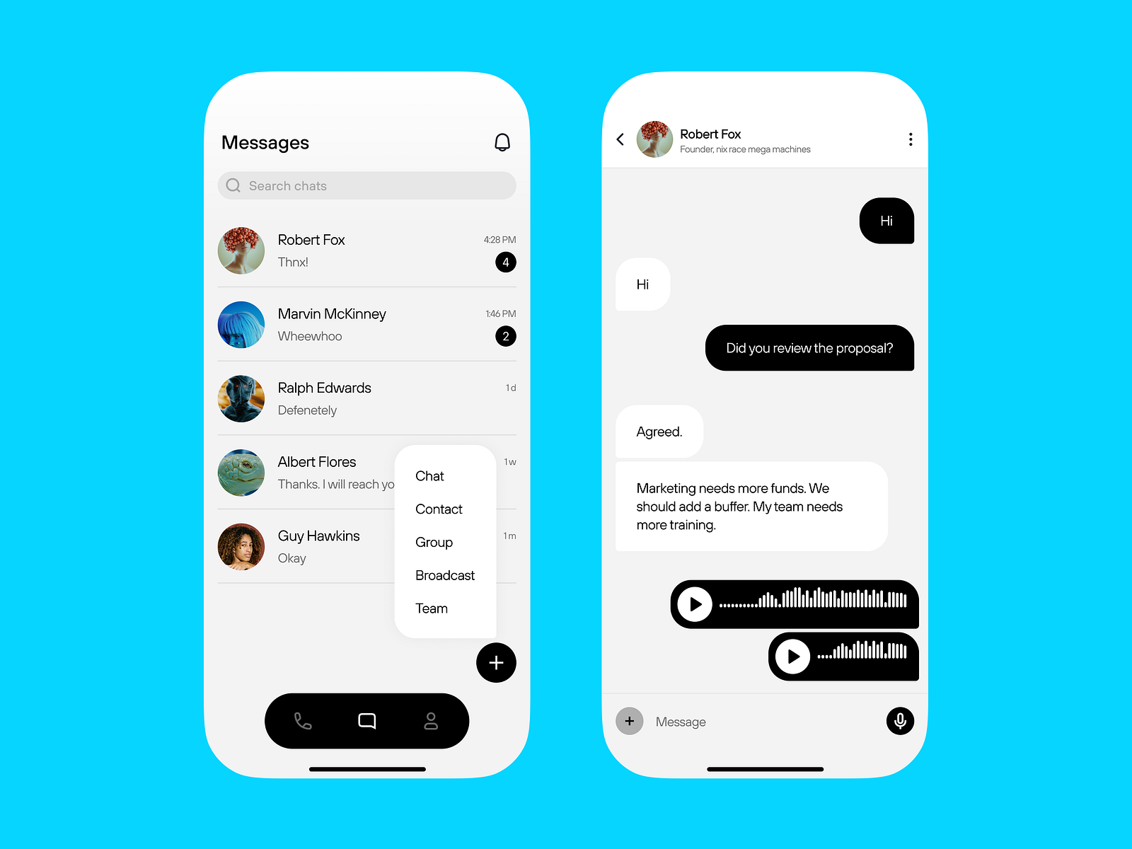 Minimalistic iOS Chat App UI Design by Igor Savelev on Dribbble