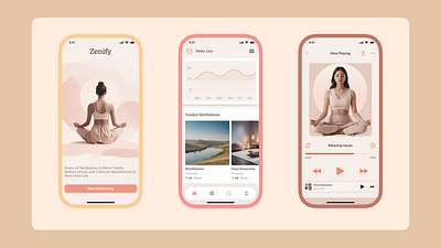 Zenify- Meditation app app design meditation meditationapp mobile ui uiux ux