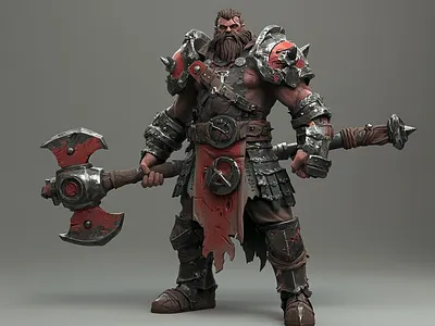 Battle-Hardened Barbarian 3d 3d modelling blender cgi character design fantasy game art power r1n7t0xb rough