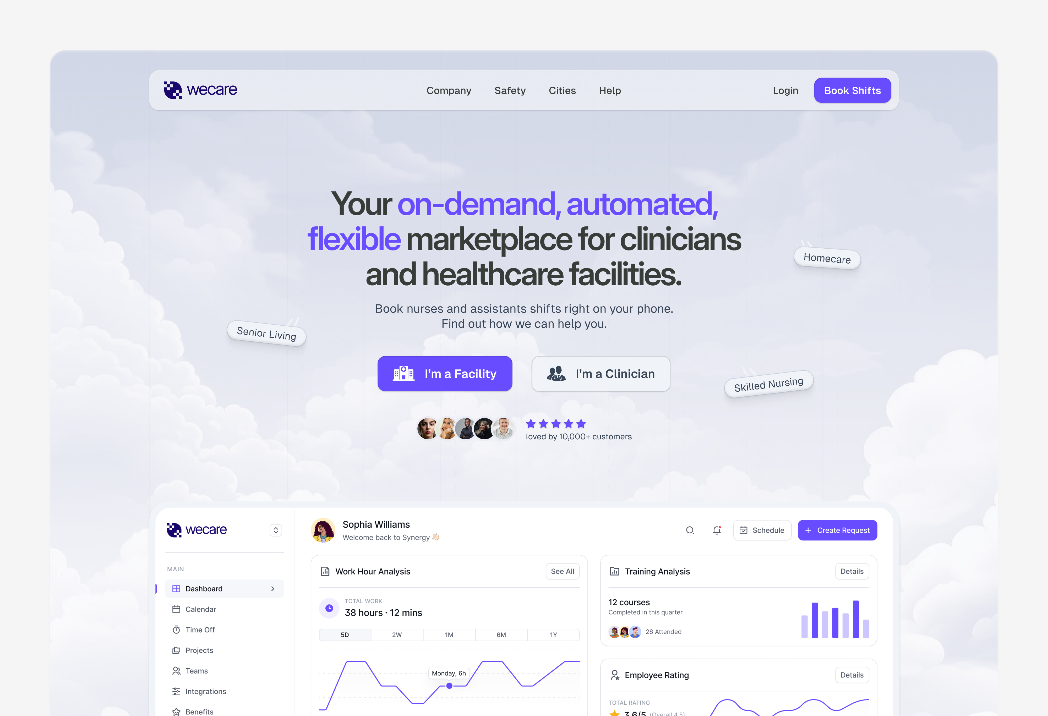 Landing Page Healthcare Management 🏥 cloud clouds desktop app figma frontend health healthcare hr management landing page management uiux website