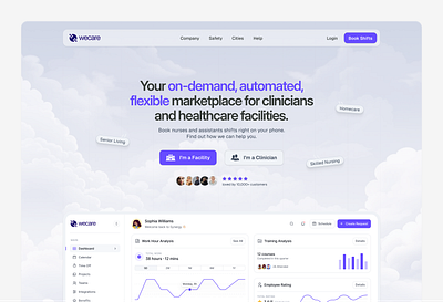 Landing Page Healthcare Management 🏥 cloud clouds desktop app figma frontend health healthcare hr management landing page management uiux website