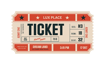 Retro Ticket Template for Print in Vector Format timeless