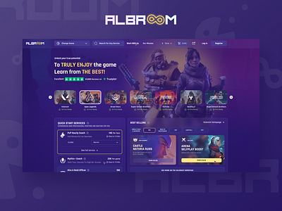 ALBROOM game boosting platform crm dark design interface ui user experience user flow user friendly ux web webdesign website