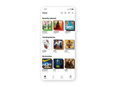 Movie Streaming App - Home Screen UI Concept ui