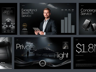 Private Flights - Business Presentation brand brand identity brand sign branding business design graphic design halo halo lab identity logo logo design logotype marketing packaging pitch deck presentation services startup