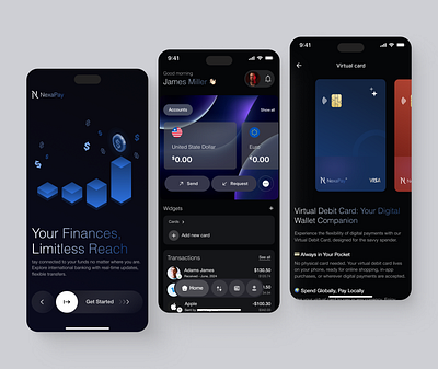 NexaPay - Finance Mobile App banking banking app design finance finance app finance mobile app fintech fintech app design fintech design interface mobile application mobile fintech app mobileapp multi currency fintech app multicurrency app product design ui ui design uiux ux