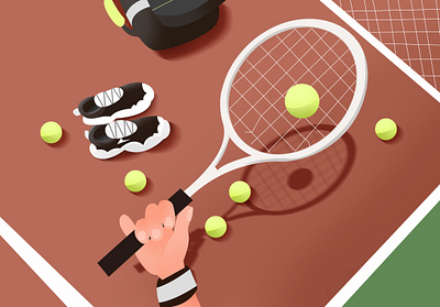 Tennis illustration bag graphic design illustration shadows shoes tennis