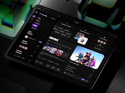 Cross-Platform Gaming Hub crossplatform darkmodeui dashboarddesign game gamelauncher gamersplatform gameui gamingdashboard gaminghub platform uiconcept