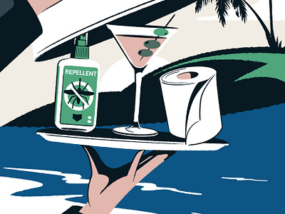 How to avoid holiday illness (Which? Travel) beach drink food illustration mosquito paper roll toilet vacation