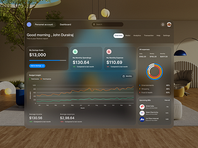 Dashboard Design For VR - AR/VR Design Ideas ar dashboard deashboard ideas ui ui design vision pro vr vr design web app web design