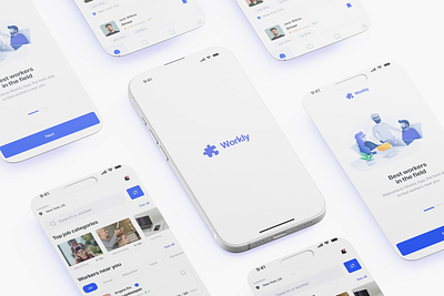 Work app design app blue design mobile ui work worker workly